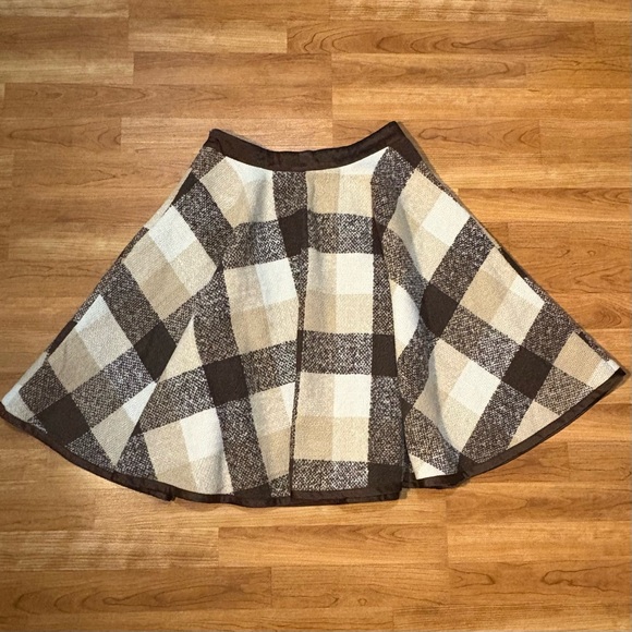 Ryu Anthropologie Plaid Skater Skirt in Brown and Cream Women’s Large - Picture 6 of 9
